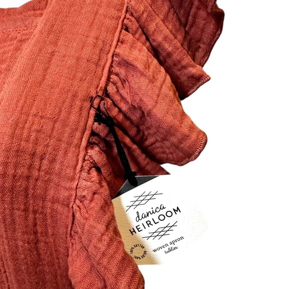 NWT Rust Orange Cotton Apron Dress • Danica Heirloom • Ruffle Strap Pinafore • - Picture 3 of 9